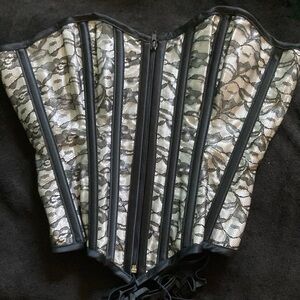 Lace Corset with Black Trim